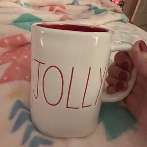 Rae Dunn Jolly White and Red Mug
